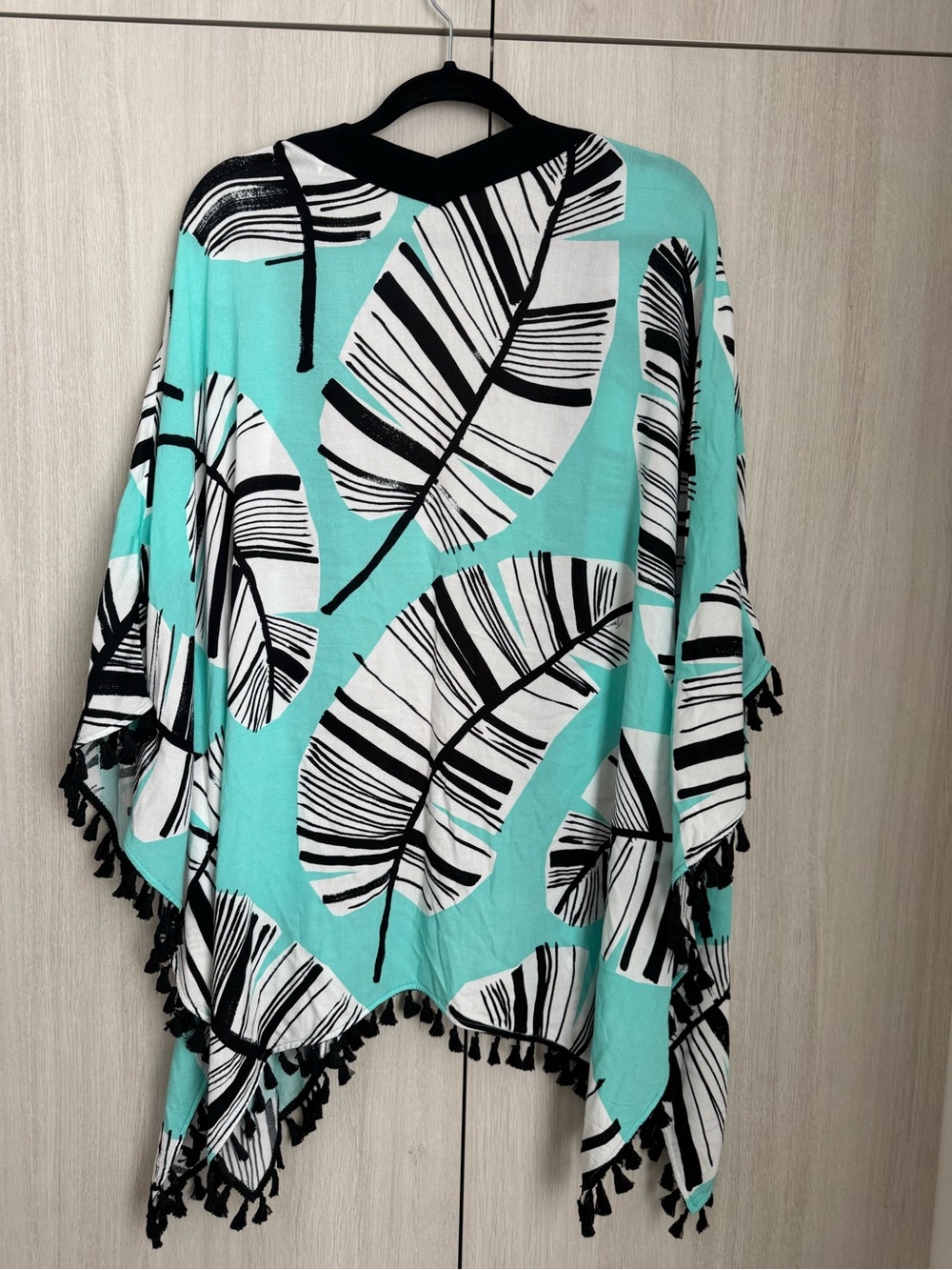 Trina Turk Black and Turquoise Abstract Print Top Beach Cover